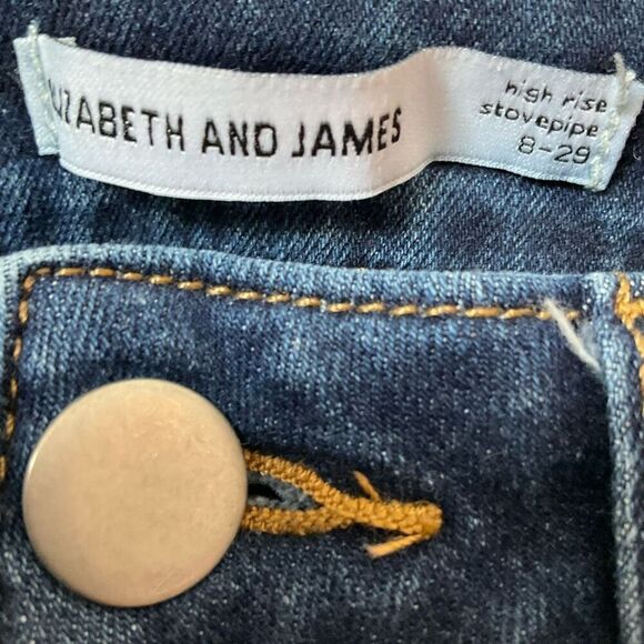 Elizabeth and James HiRise Stovepipe Medium Wash 5 Pocket Jeans, Size 8/29. Mary - Picture 6 of 7
